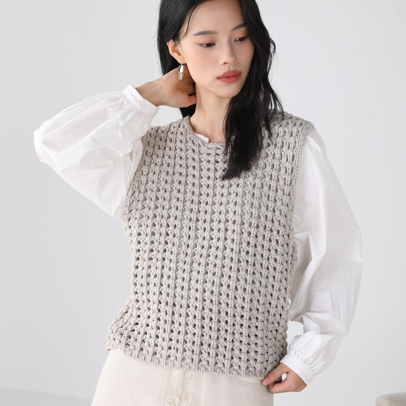 Evie heavy knit grey vest top