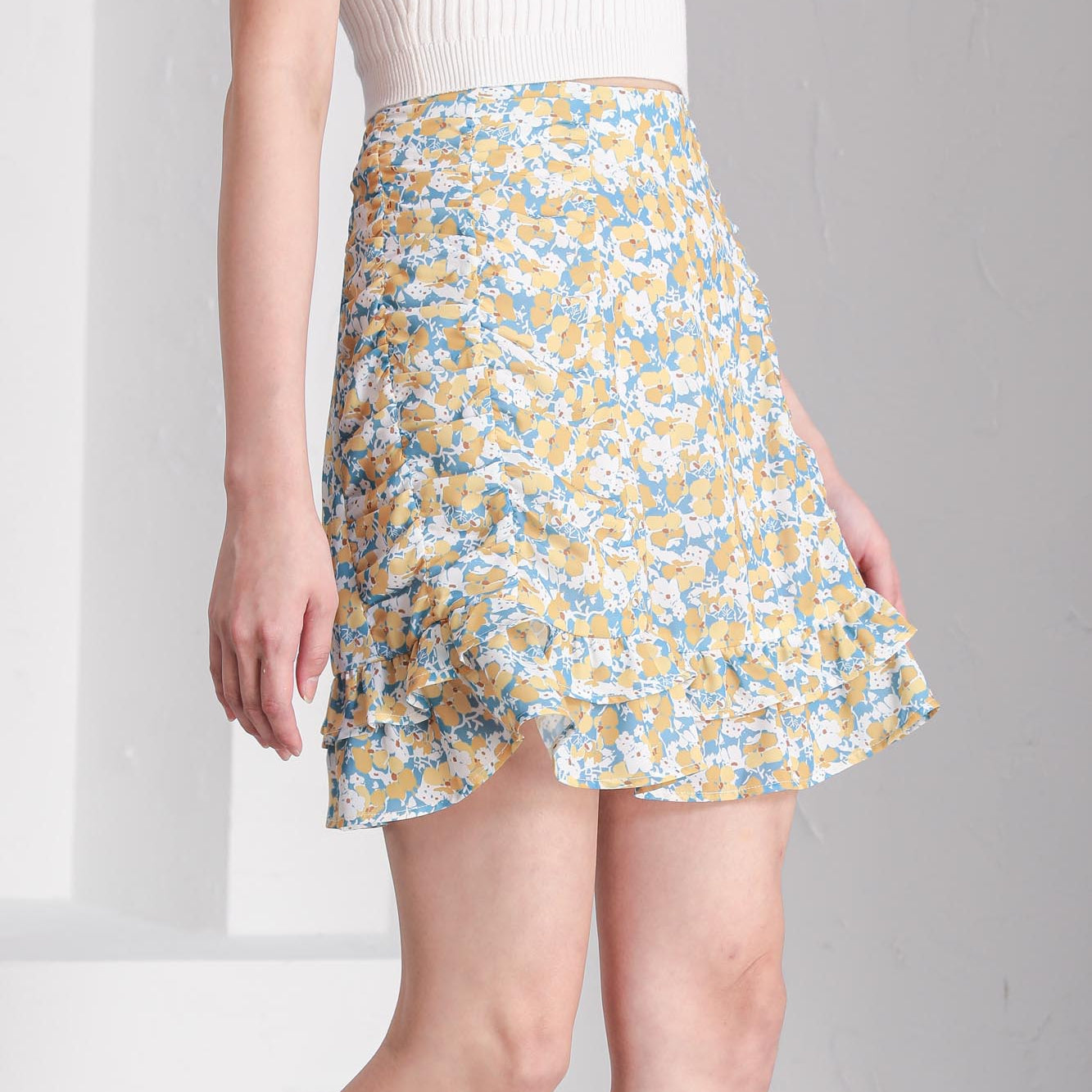 Fiora gathered print skirt